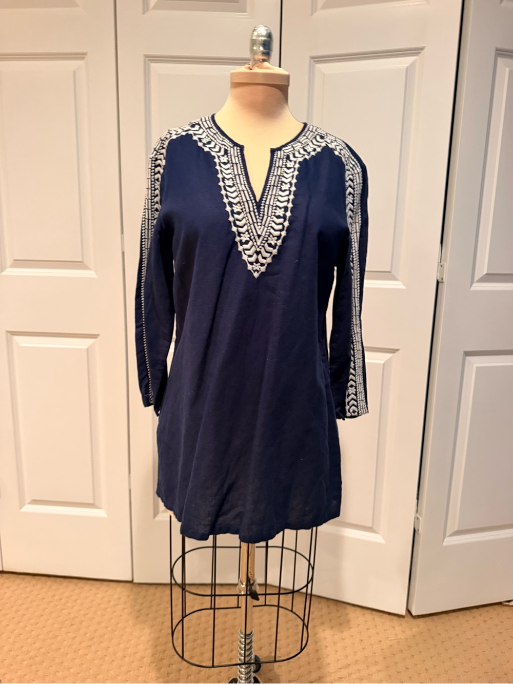 Brooks Brothers Navy Tunic with White Embroidery